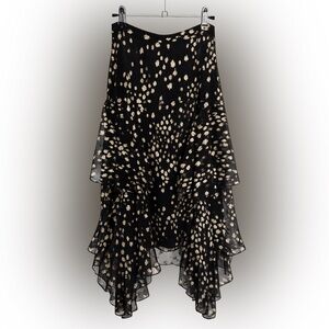 LoveShackFancy Black and Gold Asymmetrical Skirt